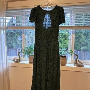 Green leopard print dress